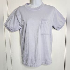 Liz Sport Pocket T-Shirt Petite P Light Gray Cotton Tee Minimalist XS